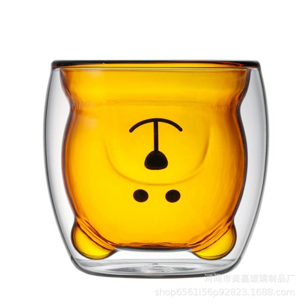 Creative Cartoon Double Glass Bear Cup Household Coffee Juice Milk Cup Drinking Cup Coffee Cup - Image 8