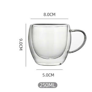 Double Wall Glass Cup Set Clear 250ml