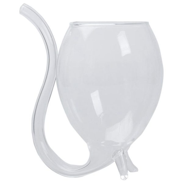 Wine Whiskey Glass Heat Resistant Glass Sucking Juice Milk Cup Tea Wine Cup With Drinking Tube Straw - Image 3