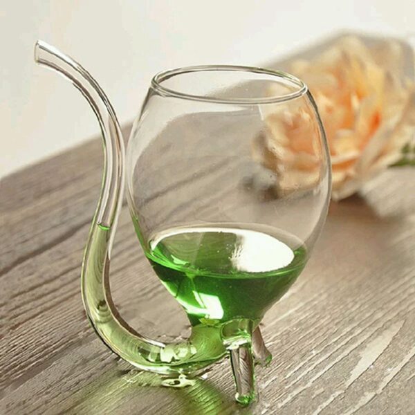 Wine Whiskey Glass Heat Resistant Glass Sucking Juice Milk Cup Tea Wine Cup With Drinking Tube Straw - Image 2