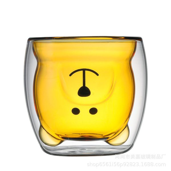 Creative Cartoon Double Glass Bear Cup Household Coffee Juice Milk Cup Drinking Cup Coffee Cup - Image 5