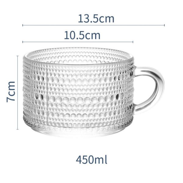 450ml Nordic Vintage Embossed Glass Sunflower Coffee Cup Pearl Milk Cup Milk Tea Cold Drink Juice Cup - Image 7