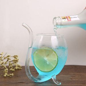 Wine Whiskey Glass Heat Resistant Glass Sucking Juice Milk Cup Tea Wine Cup With Drinking Tube Straw