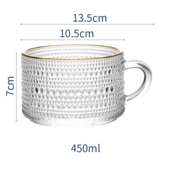 450ml Nordic Vintage Embossed Glass Sunflower Coffee Cup Pearl Milk Cup Milk Tea Cold Drink Juice Cup - Image 9